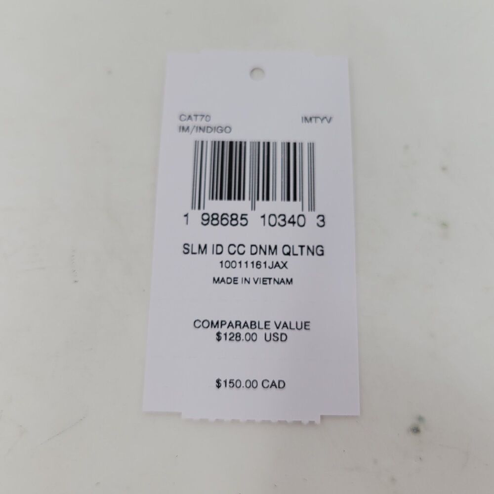 Coach CAT70 Slim Id Card Case In Regenerative Cotton With Quilting Denim NWT - Picture 5 of 5